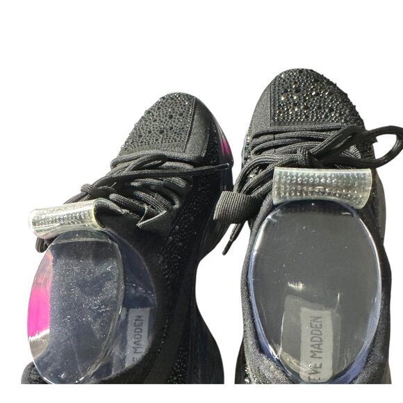 NWOT Steve Madden Maxima-R Black Rhinestone Embellished‎ Sneakers Women's Size 8 - Picture 7 of 16
